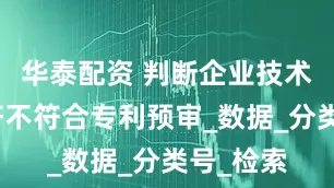 华泰配资 判断企业技术或产品符不符合专利预审_数据_分类号_检索